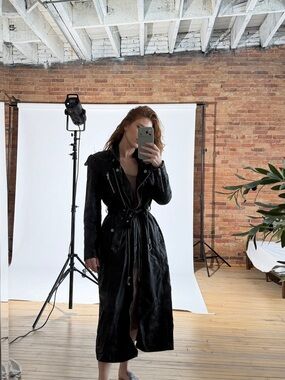 Free people vegan leather maxi trench coat xs